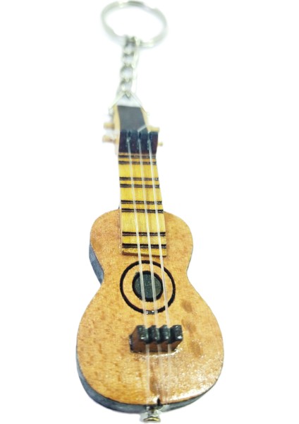 Ahşap Küçük Gitar Anahtarlık/dikiz Ayna Süsü El Yapımı Hediyelik Aksesuar Minyatür Gitar