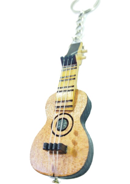 Ahşap Küçük Gitar Anahtarlık/dikiz Ayna Süsü El Yapımı Hediyelik Aksesuar Minyatür Gitar