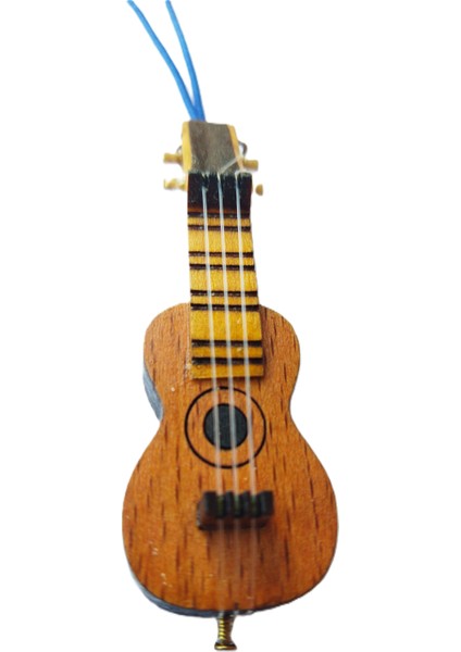 Ahşap Küçük Gitar Dikiz Ayna Süsü El Yapımı Hediyelik Aksesuar Minyatür Gitar