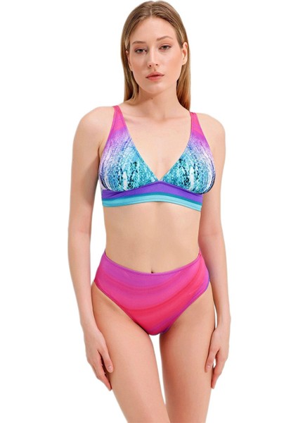 Desenli Yüksek Bel Bikini
