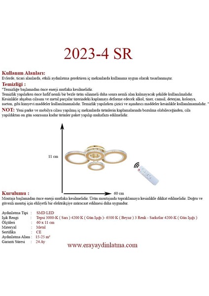 2023-4 Sarı Dimmer Kumandalı LED Avize fırsatları