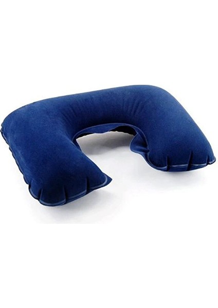 Kolay Şişirilebilir Kolay Taşınabilir Boyunluk Seyahat Yastığı Mavi Gri Renk 1 Adet modelleri