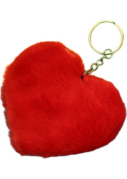Kırmızı Kalp Peluş Anahtarlık 2 Adet