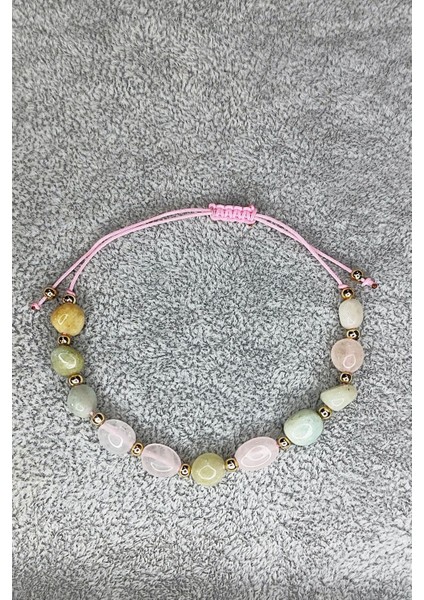 Sertifikalı Ayarlanabilir Makrome Morganit Taşlı Doğal Taş Bileklik fiyatları