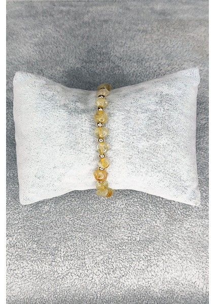 Sertifikalı Ayarlanabilir Makrome Sitrin Taşlı Doğal Taş Bileklik