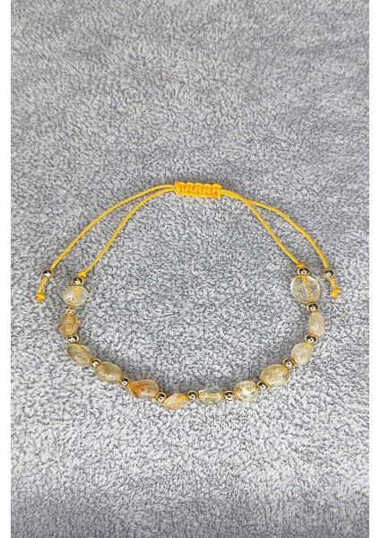 Sertifikalı Ayarlanabilir Makrome Sitrin Taşlı Doğal Taş Bileklik fiyatları