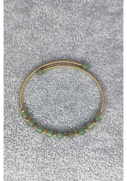 Sertifikalı Çelik Kaplama Kararmayan Esnek Aventurin Taş Bileklik