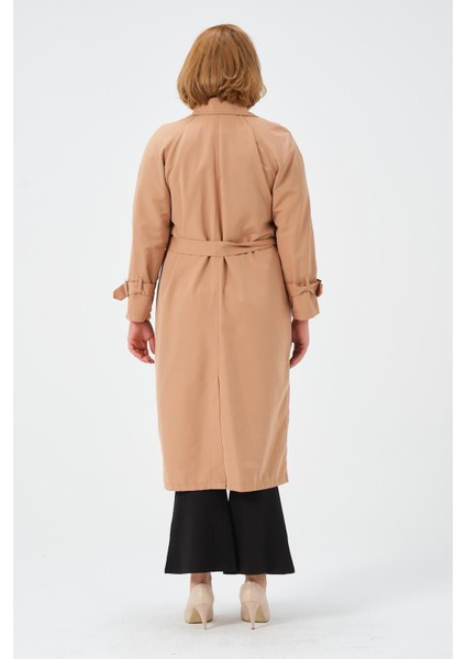 Behin Kadn Koton Kumaş Yeni Sezon Genç Model Kolu ve Beli Kemerli Trençkot indirimleri