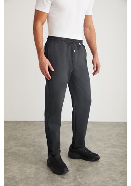 Erkek Jogger Duble Paça Paçası Lastikli Kumaş Pantolon