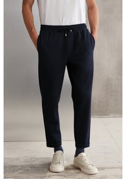 Erkek Jogger Duble Paça Paçası Lastikli Kumaş Pantolon