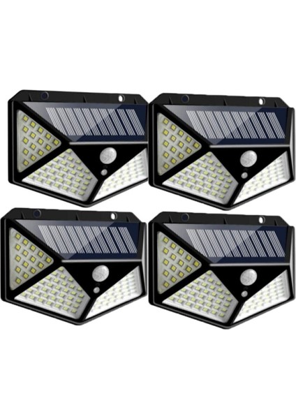 4 Adet 100 LED Işıklı Solar Güneş Enerjili Hareket Sensörlü Bahçe Garaj Ev Aydınlatma Lambası