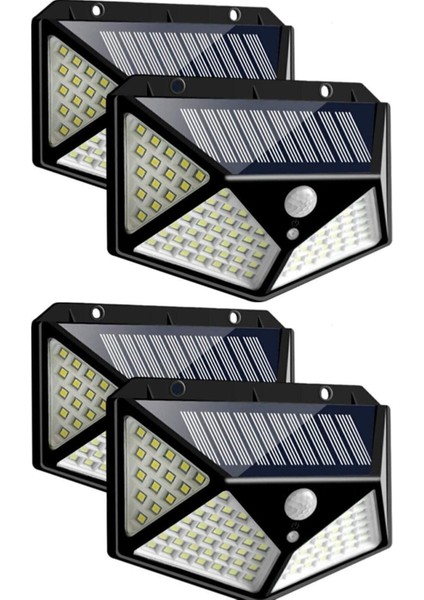 4 Adet 100 LED Işıklı Solar Güneş Enerjili Hareket Sensörlü Bahçe Garaj Ev Aydınlatma Lambası