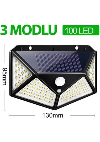 4 Adet 100 LED Işıklı Solar Güneş Enerjili Hareket Sensörlü Bahçe Garaj Ev Aydınlatma Lambası