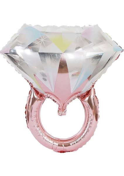 Tek Taş yüzük Temalı Evlilik Teklifi Rose Gold folyo Balon 66 cm