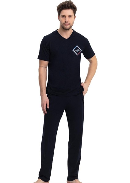 Pamuklu Kısakol V Yaka Erkek Pijama Takım