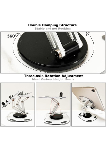 Yüksek Kaliteli Alüminyum Katlanır 360° Dönebilen Ayarlanabilr Masa Üstü Tablet Standı Tablet Tutucu