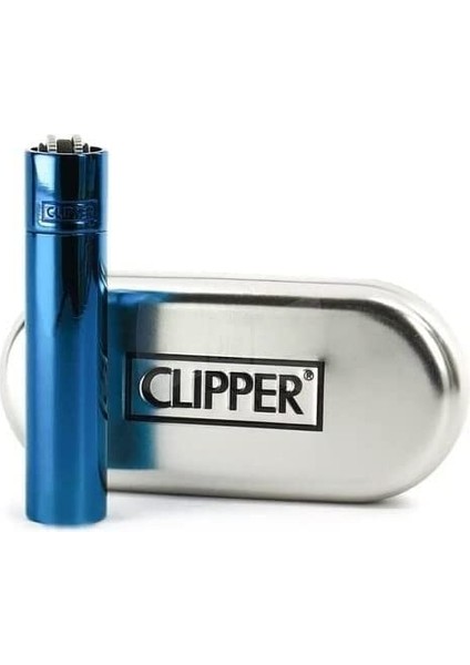 Clipper Çakmak Mavi Metal Çakmak Hediye Kutulu