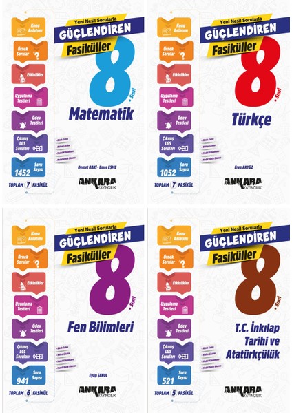 2025 8. Sınıf LGS Matematik - Türkçe - Fen Bilimleri - T.C. İnkılap Tarihi ve Atatürkçülük Güçlendiren Fasikül 4 Kitap