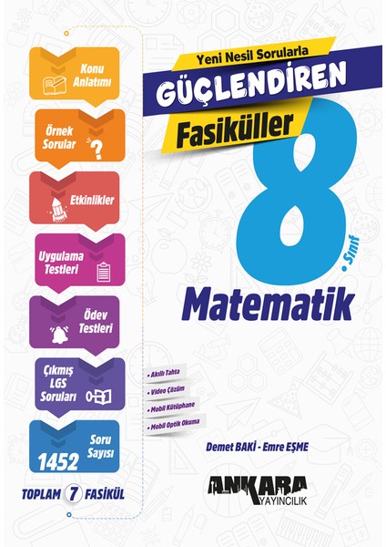 Ankara Yayıncılık 2025 8. Sınıf LGS Matematik 1-2-3-4-5-6-7 Güçlendiren Fasikül Konu Anlatımlı Soru Bankası