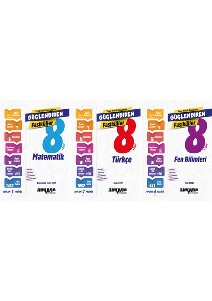 2025 8. Sınıf LGS Matematik - Türkçe - Fen Bilimleri Güçlendiren Fasikül 3 Kitap