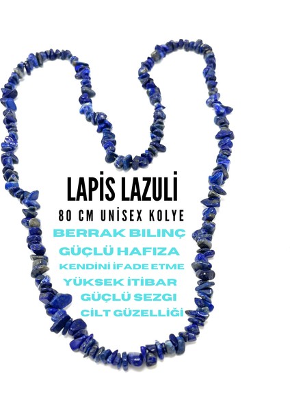 Sertifikalı Lapis Lazuli 80 cm Natural Kesim Doğal Taş Kolye