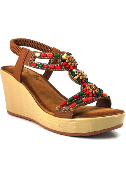 1563 24YS Kadın Günlük Sandalet Camel