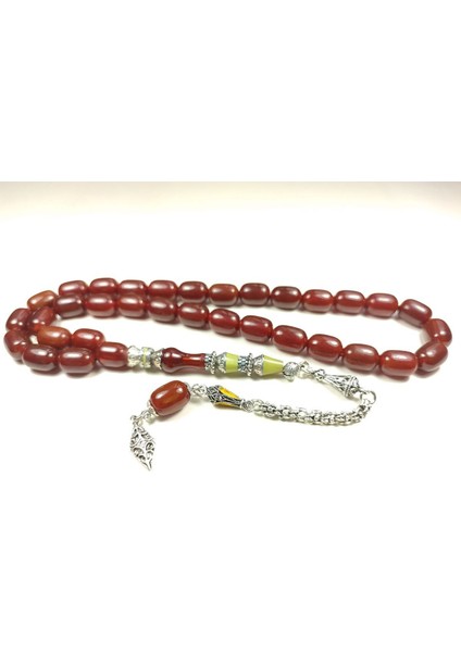 925 Ayar Gümüş Nakkaşlı Rengin Zirvesi Sıkma Kehribar Sertifikalı 5104