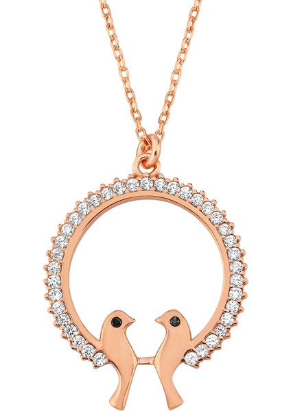 Rose Gümüş Kuş Yuvası Kolye
