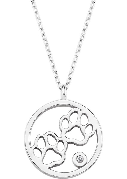 Gümüş Taşlı Pati Kolye