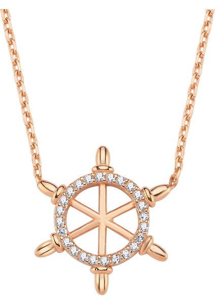 Rose Gümüş Taşlı Dümen Kolye