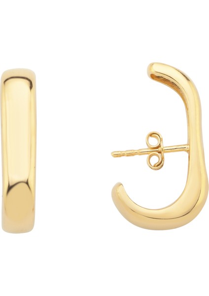 Gümüş Altın Kaplama Sade Küpe