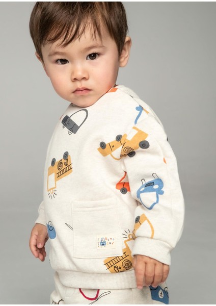 Erkek Bebek Baskılı Sweatshirt