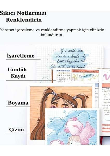 Writech Highlighters Fosforlu Kalemler 6'lı Set - Geri Çekilebilir Tasarım