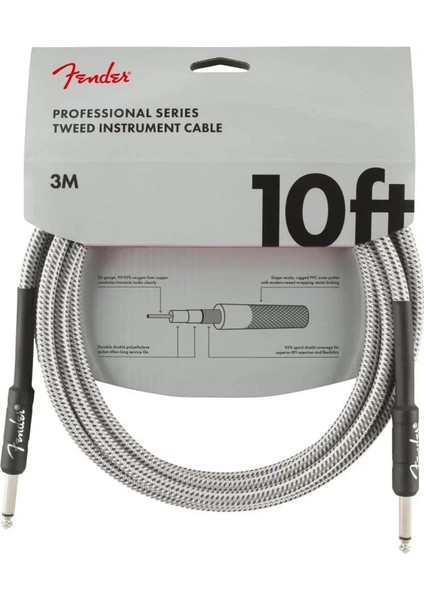 Professional 3 m Beyaz Tweed Enstrüman Kablosu