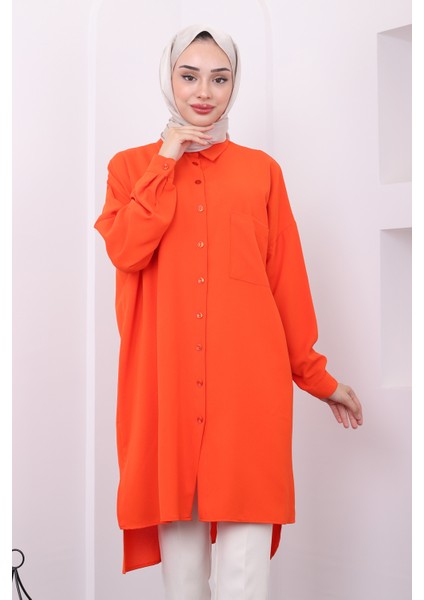 Orange Yırtmaçlı Cepli Tunik modelleri