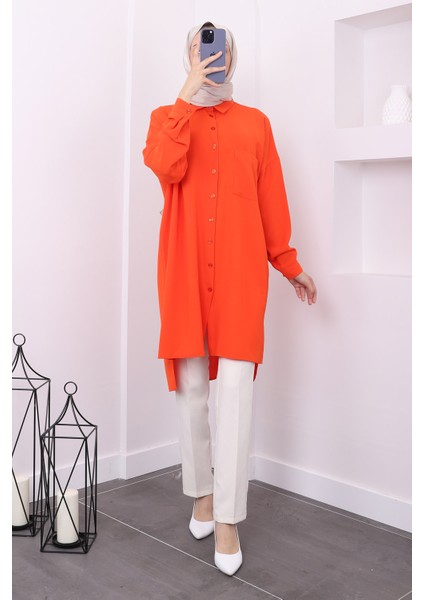 Orange Yırtmaçlı Cepli Tunik fırsatları