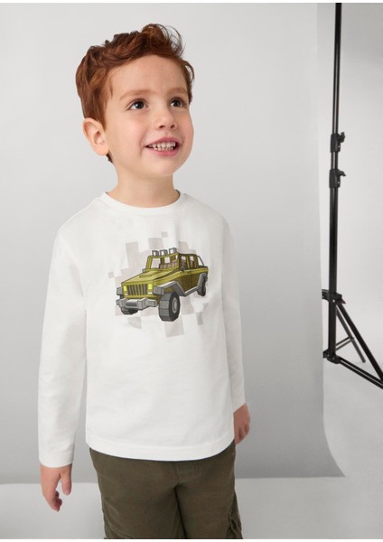 Erkek Çocuk Araba Baskılı Sweatshirt