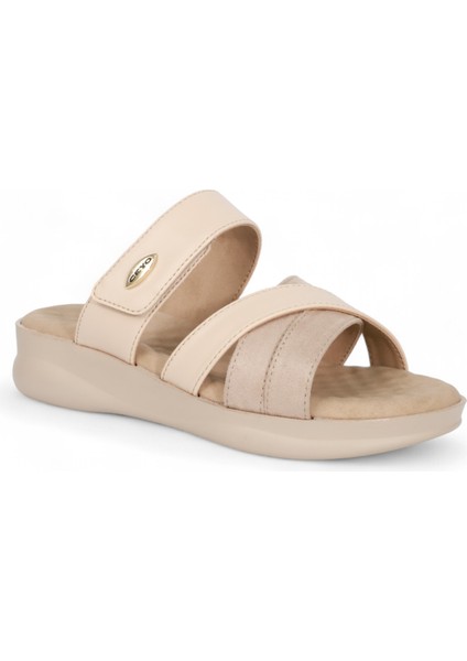 2048-9975-14 Tam Anatomik Masaj Tabanlı Kadın Terlik - NKT02048-BEJ-39