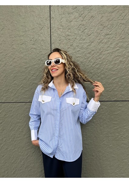 Gold Düğmeli Çizgili Gömlek fiyatları