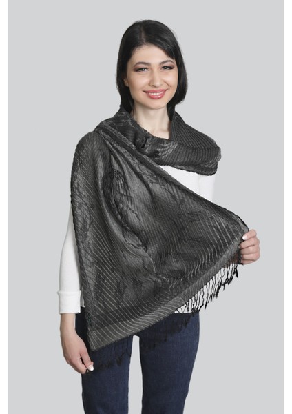 Gri Siyah Renkli Pamuk Viskon Desenli Şal Eşarp fiyatları