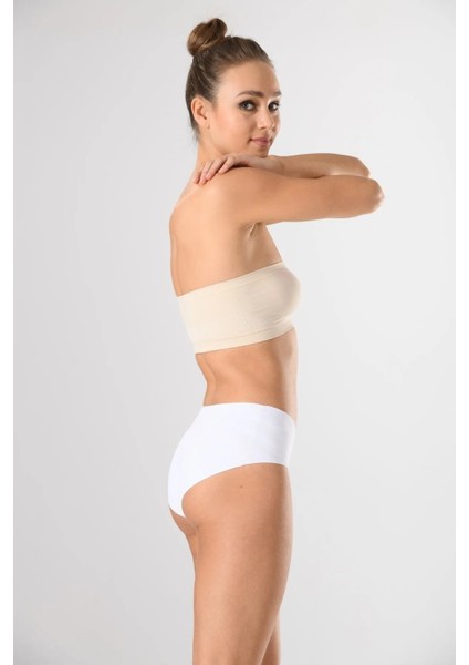 Kadın Tekli Ten Lazer Kesim Iz Yapmaz Silikonlu Örme Slip Külot