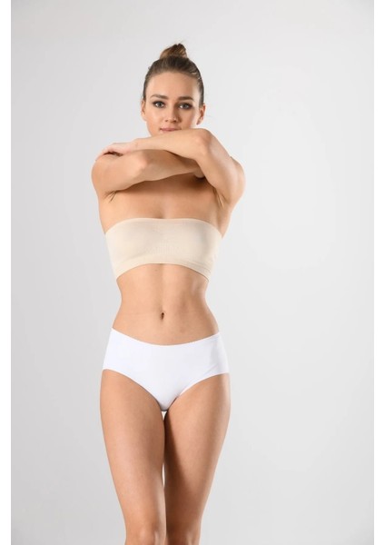 Kadın Tekli Ten Lazer Kesim Iz Yapmaz Silikonlu Örme Slip Külot