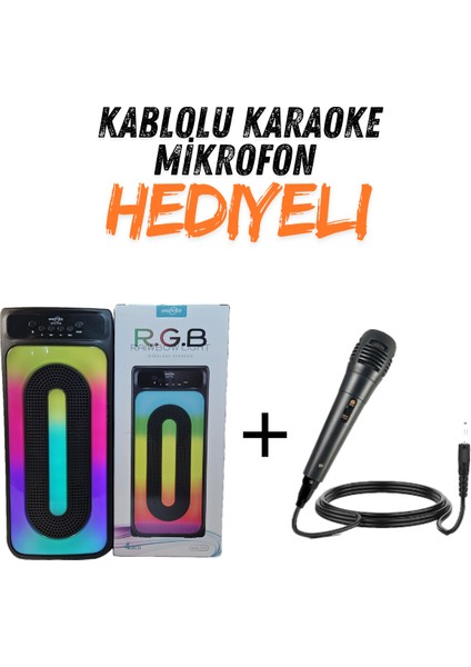 GTS-1770 Büyük Boy 4 Inç X2 Karaoke Mikrofon Hediyeli Wireless Speaker