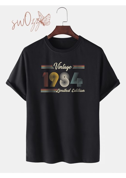 1984 Vintage Baskılı Unisex Oversize Pamuklu Tişört