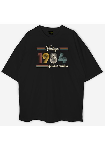 1984 Vintage Baskılı Unisex Oversize Pamuklu Tişört