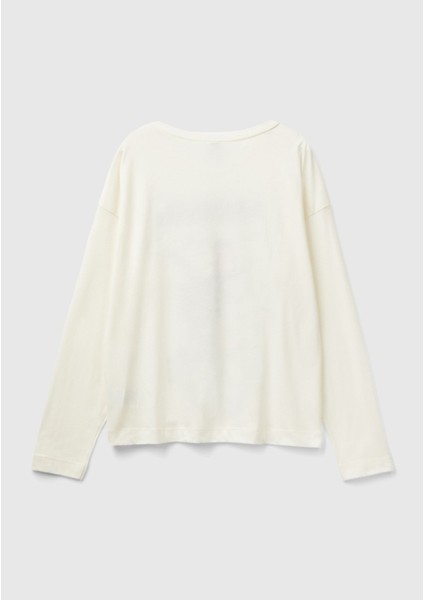 Kadın Krem Disney Baskılı T-Shirt fırsatları