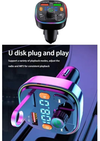 Bluetooth Araç Kiti Pd 3,0 Hızlı Araç Şarjı Mp3 Player Fm Transmitter