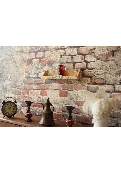 Vintage Meira Naturel Ahşap Bar Raf fırsatları
