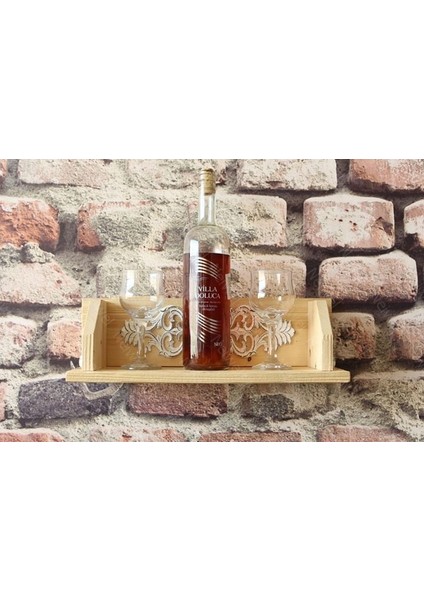 Vintage Elsa Mina Naturel Ahşap Bar Raf