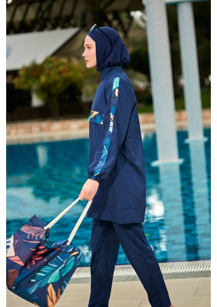 Desenli Tam Kapalı Tesettür Mayo R2413 fırsatları